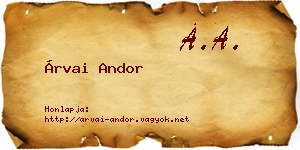 Árvai Andor névjegykártya